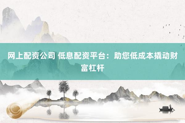网上配资公司 低息配资平台：助您低成本撬动财富杠杆