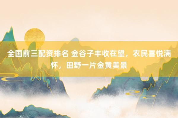 全国前三配资排名 金谷子丰收在望，农民喜悦满怀，田野一片金黄美景
