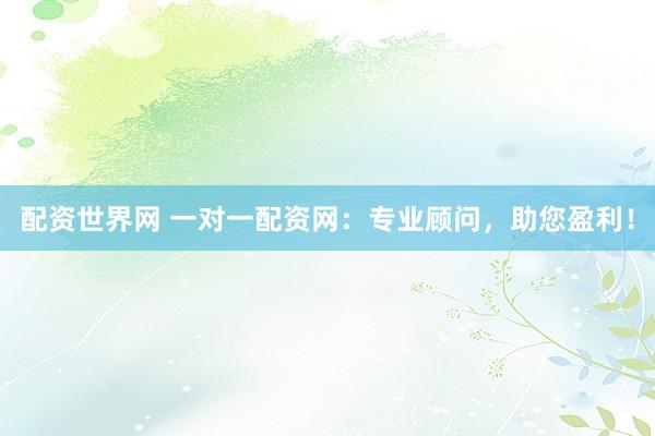 配资世界网 一对一配资网：专业顾问，助您盈利！
