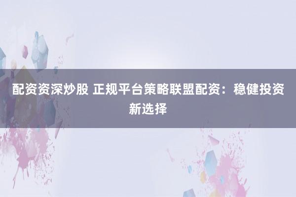 配资资深炒股 正规平台策略联盟配资：稳健投资新选择