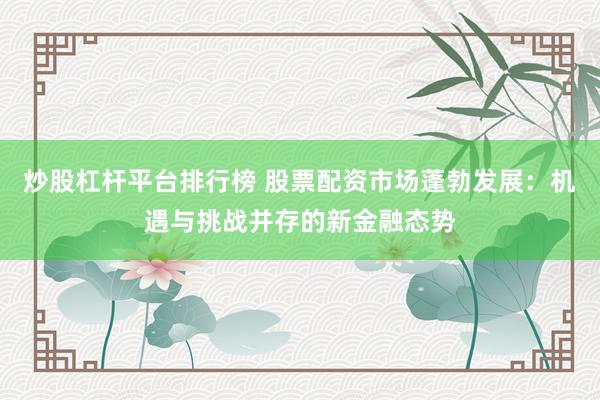 炒股杠杆平台排行榜 股票配资市场蓬勃发展：机遇与挑战并存的新金融态势
