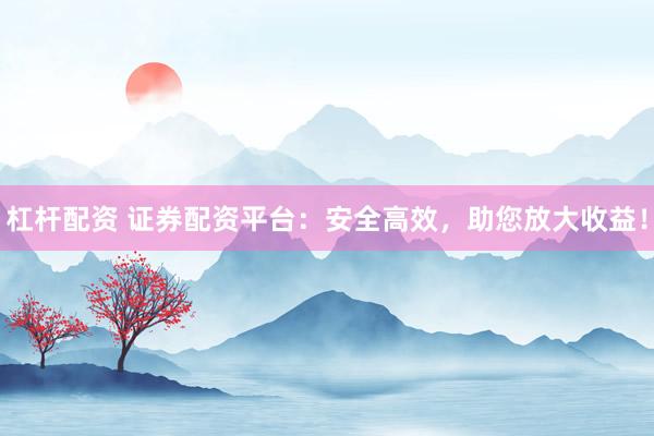 杠杆配资 证券配资平台：安全高效，助您放大收益！