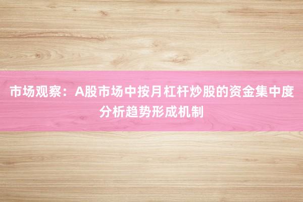 市场观察：A股市场中按月杠杆炒股的资金集中度分析趋势形成机制