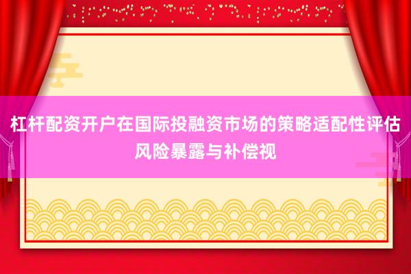 杠杆配资开户在国际投融资市场的策略适配性评估风险暴露与补偿视